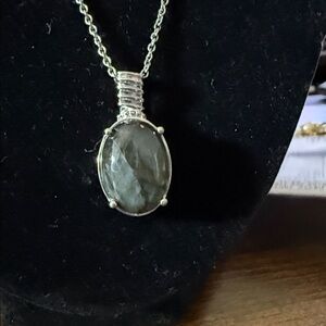 Elegant Silver Labradorite Pendant Necklace